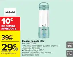 Carrefour Blender nomade bleu offre