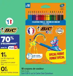 Carrefour BIC 18 crayons de couleur offre