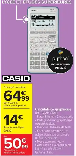 Carrefour CASIO Calculatrice graphique offre