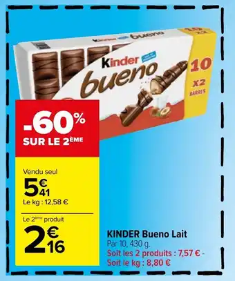 Carrefour KINDER bueno lait offre