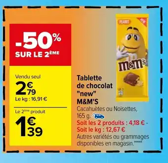 Carrefour Tablette de chocolat "new" M&M's offre