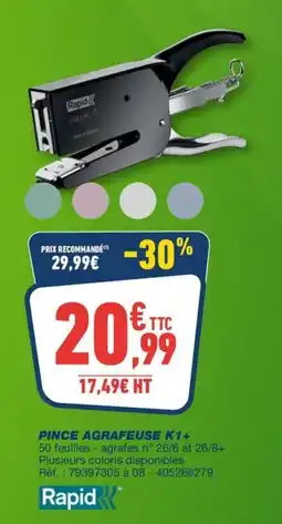 Bureau Vallée Rapid Pince agrafeuse K1+ offre