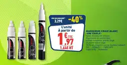 Bureau Vallée uni Chalk MARQUEUR CRAIE BLANC offre