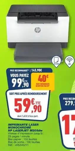 Bureau Vallée HP IMPRIMANTE LASER MONOCHROME offre