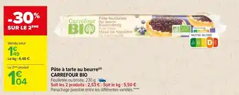 Carrefour Pâte à tarte au beurre CARREFOUR BIO offre