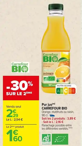 Carrefour Pur jus CARREFOUR BIO offre