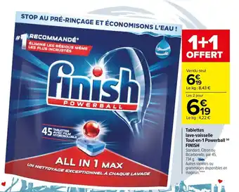 Carrefour Tablettes lave-vaisselle tout-en-1 powerball FINISH offre
