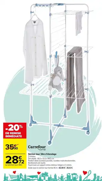 Carrefour Séchoir tour 34m d'étendage offre