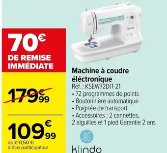Carrefour Machine à coudre électronique offre