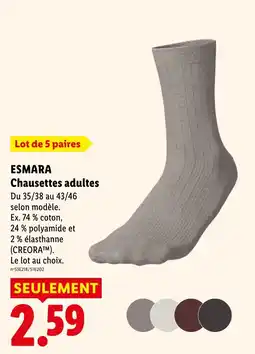 Lidl ESMARA Chaussettes adultes offre