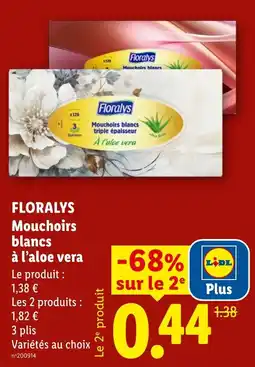 Lidl Floralys Mouchoirs blancs à l'aloe vera offre
