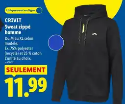 Lidl CRIVIT Sweat zippé homme offre
