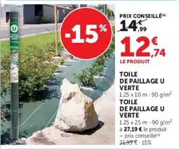 Hyper U TOILE DE PAILLAGE U VERTE offre