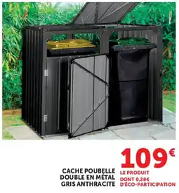 Hyper U CACHE POUBELLE DOUBLE EN MÉTAL GRIS ANTHRACITE offre