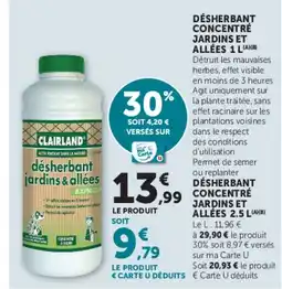 Hyper U Désherbant concentré jardins et allées offre