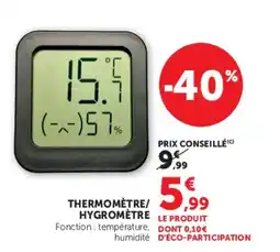 Hyper U THERMOMÈTRE/HYGROMÈTRE offre