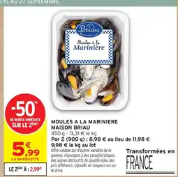 Intermarché Maison briau moules à la marinière offre