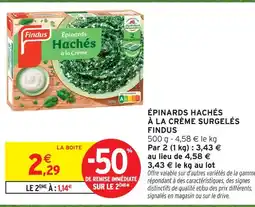 Intermarché Findus épinards hachés à la crème surgelés offre