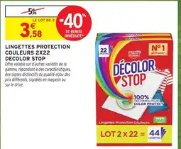 Intermarché Decolor stop lingettes protection couleurs 2x22 offre