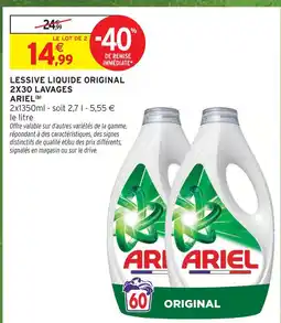 Intermarché Ariel lessive liquide original 30 lavages offre