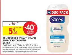 Intermarché Sanex gel douche derma thérapie anti-dessèchement offre