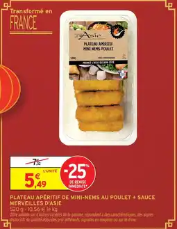 Intermarché Merveilles d'asie plateau apéritif de mini-nems au poulet + sauce offre