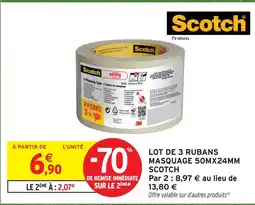 Intermarché Scotch lot de 3 rubans masquage 50mx24mm offre
