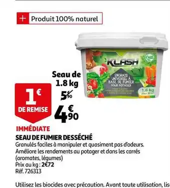 Auchan Direct Seau De Fumier Desséché Klash offre