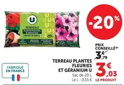 Super U U Terreau Plantes Fleuries Et Géranium offre