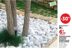 Super U Graviers Marbre Concassés ou Galets Marbre Roulés Blanc Carré offre