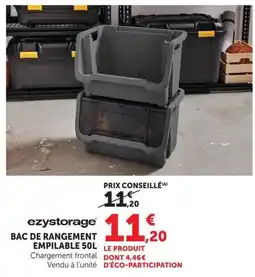 Super U ezystorage BAC DE RANGEMENT EMPILABLE 50L offre