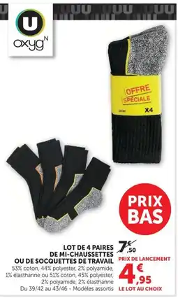 Super U oxygn Mi-chaussettes de travail offre