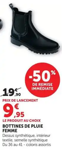 Super U BOTTINES DE PLUIE FEMME offre