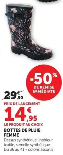 Super U BOTTES DE PLUIE FEMME offre