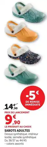 Super U SABOTS ADULTES offre