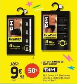 E.Leclerc Dim Lot de 4 boxers de slips homme offre