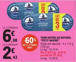 E.Leclerc Petit Navire Thon entier au naturel offre