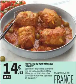 E.Leclerc LECHEF Paupiette de veau Marengo offre