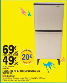 E.Leclerc brabantia Poubelle de tri à 2 compartiments offre