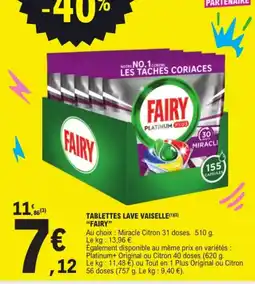 E.Leclerc FAIRY TABLETTES LAVE VAISSELLE offre