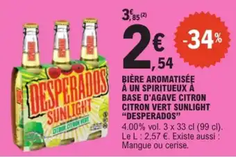 Desperados Bière aromatisée à un spiritueux à base d'agave citron citron vert sunlight