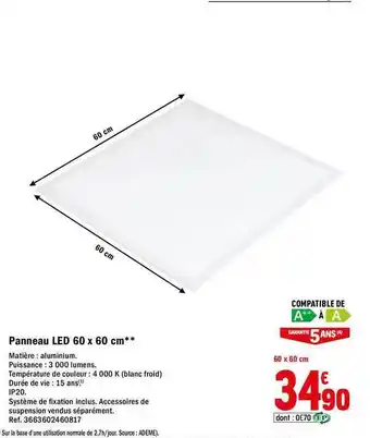 Brico Dépôt Panneau Led 60 X 60 Cm offre