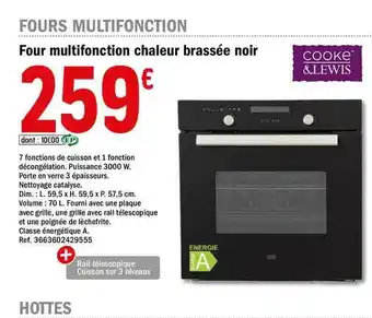 Brico Dépôt Four Multifonction Chaleur Brassée Noir Cooke & Lewes offre