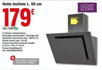 Brico Dépôt Hotte Inclinée Cooke & Lewes offre