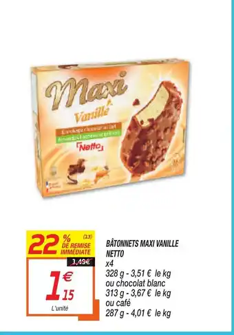 Netto Bâtonnets maxi vanille offre