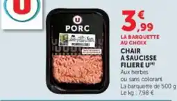 Hyper U PORC CHAIR A SAUCISSE FILIERE U offre
