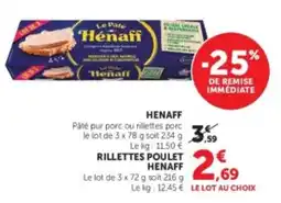 Hyper U HENAFF Pâté pur porc offre