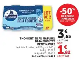 Hyper U PETIT NAVIRE THON ENTIER AU NATUREL offre