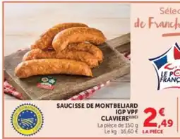 Hyper U SAUCISSE DE MONTBELIARD CLAVIERE offre