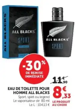 Hyper U ALL BLACKS EAU DE TOILETTE POUR HOMME offre